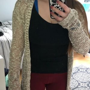 Long cream knit cardigan